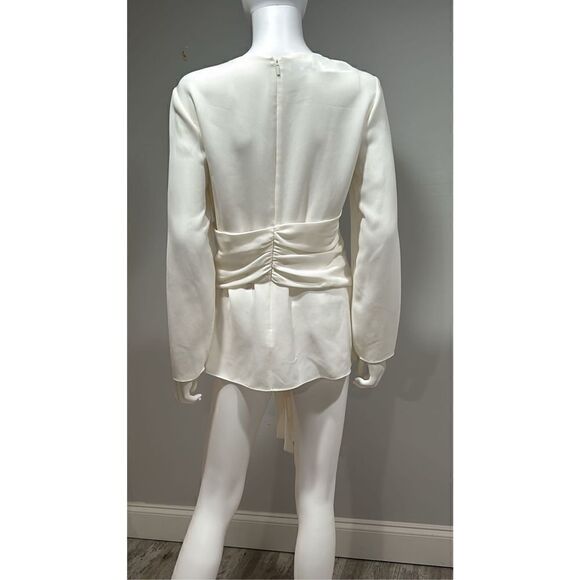 Lafayette 148 New York Cream Tie Waist Blouse Size 8 - Picture 9 of 14
